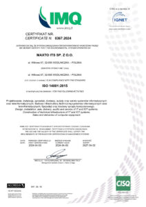 thumbnail of Certificato ISO 14001 MAXTO ITS SP. Z O. O. wyd. 3.04.2024 0367.2024