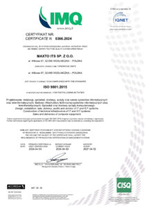 thumbnail of Certificato ISO 9001 MAXTO ITS SP. Z O. O. wyd. 3.04.2024 0366.2024